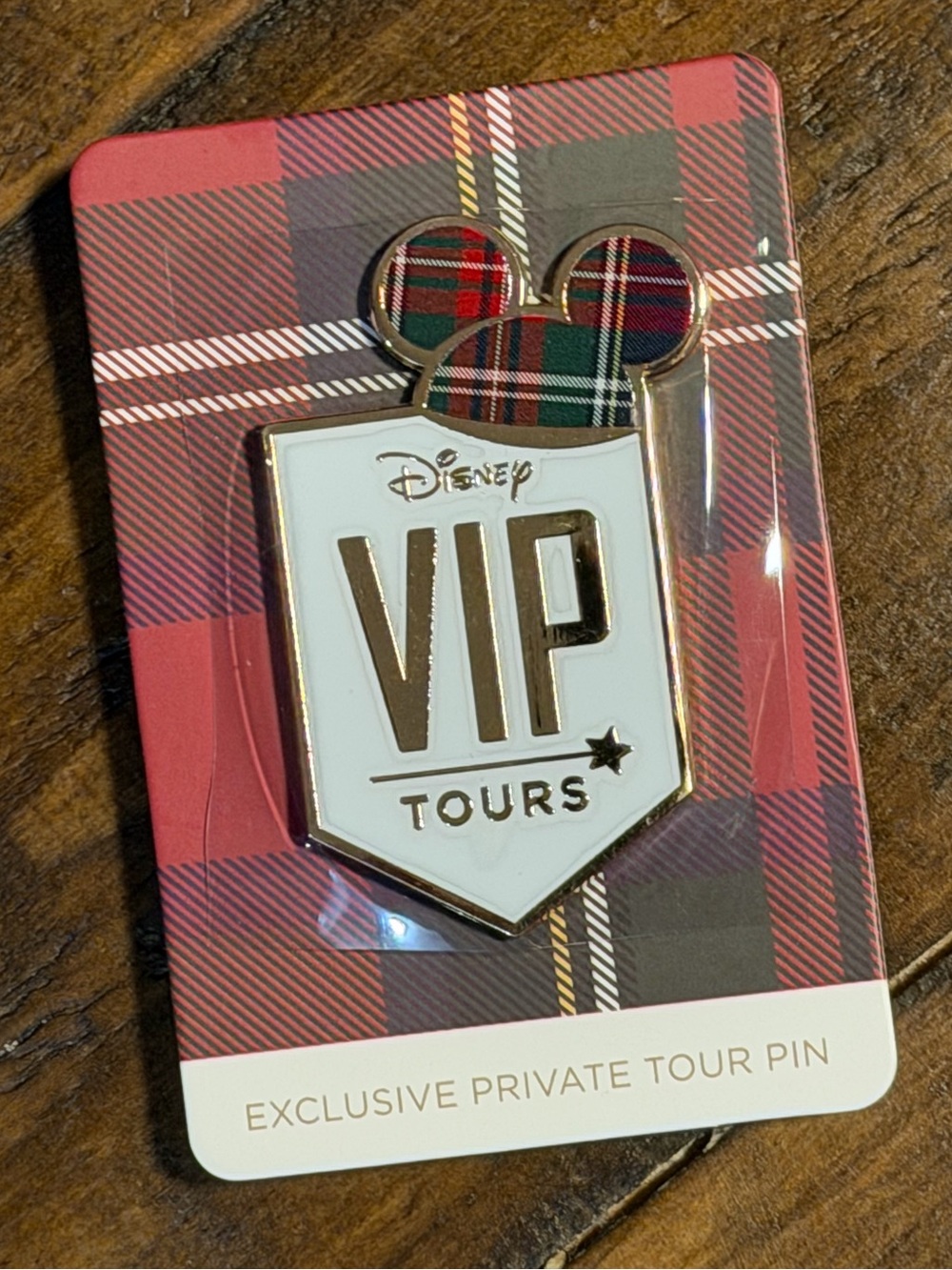 Disney VIP Tours Enamel Pin - Red Plaid